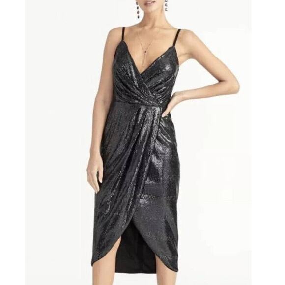 Express Black High Low Shimmer Dress - Picture 1 of 8